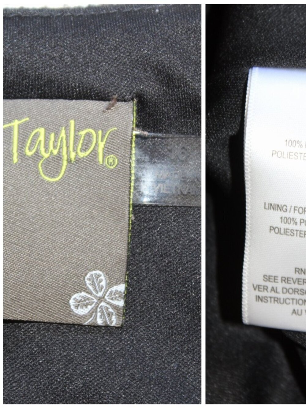 Taylor Chiffon Floral Print Dress Long Sleeve Size 16/XL Smoke V-Neck Party - Picture 12 of 12